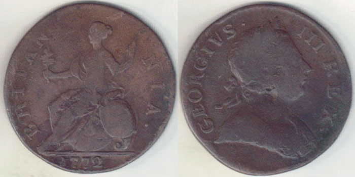 1772 Great Britain Halfpenny A004409